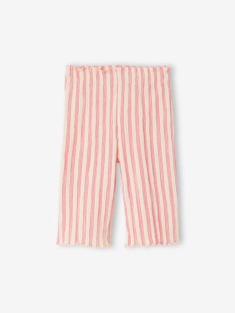Girl's wide-leg jersey trousers mustard+striped pink 