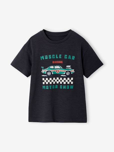 Boy's short-sleeved t-shirt anthracite+sky blue 