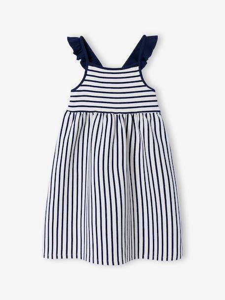 Girl's sleeveless dress navy blue+old rose 