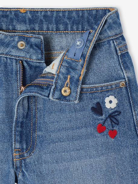 Embroidered floral denim shorts light blue+medium blue 
