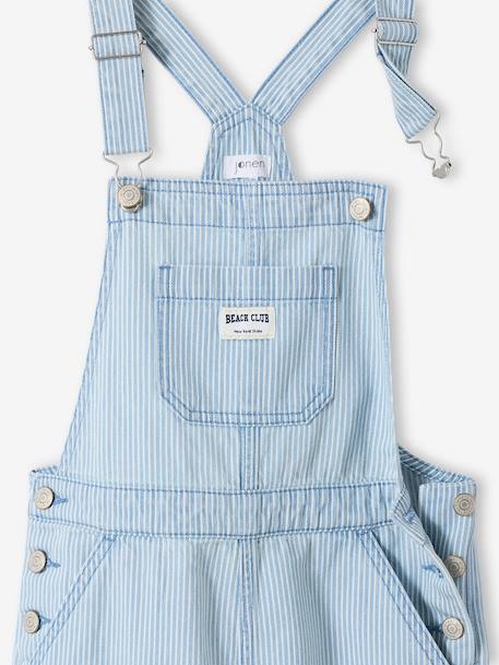 Girl's fine striped dungaree striped blue 