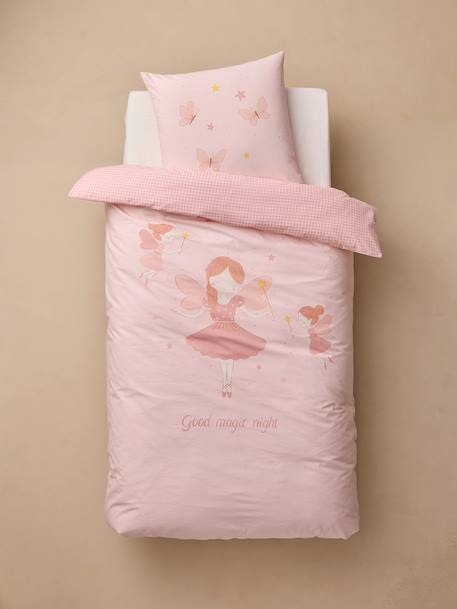 Duvet cover and pillowcase bedding set pale pink 