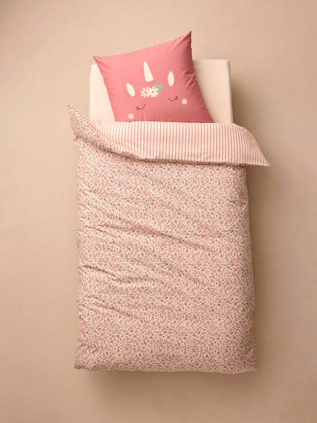 Duvet cover and pillowcase bedding set coral 