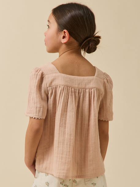 Cotton gauze blouse pale pink 