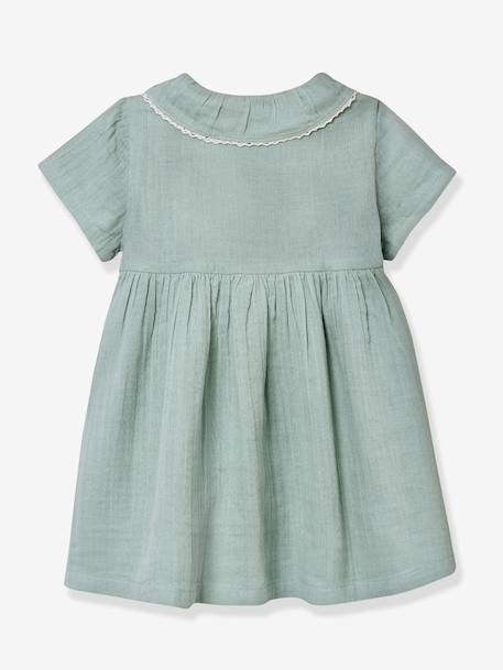 Short cotton gauze dress sage green 