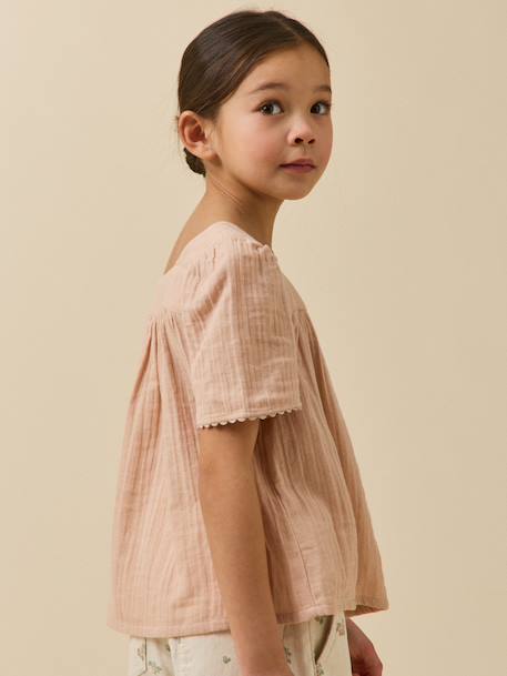 Cotton gauze blouse pale pink 
