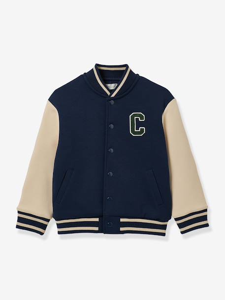 Teddy jacket in college style navy blue 