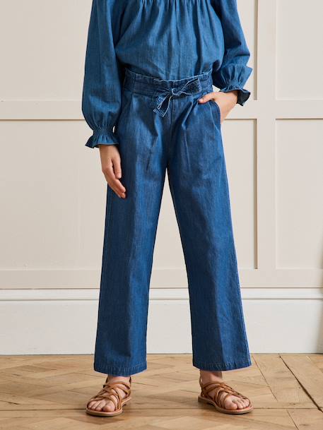 Denim trouser with belt brut denim 