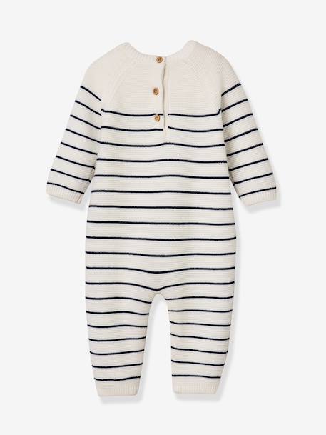 Striped sleepsuit for babies navy blue 