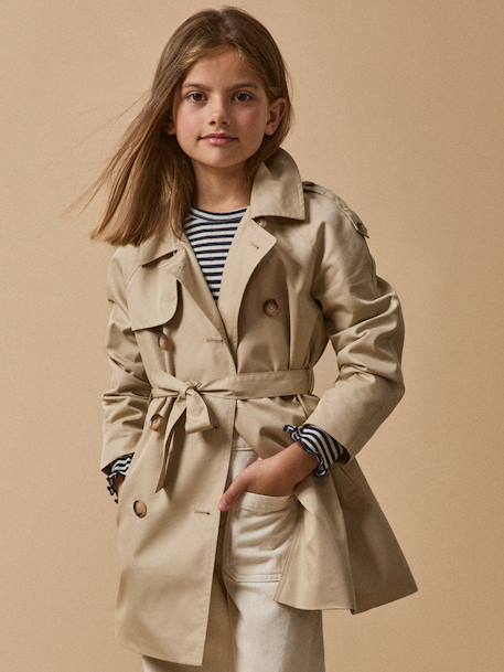 Trench coat with belt for children beige 