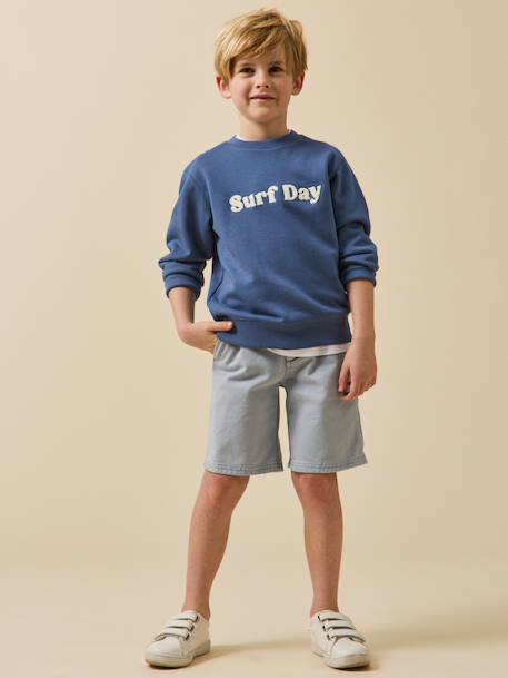 Sweatshirt with slogan in organic cotton denim blue 