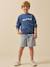 Sweatshirt with slogan in organic cotton denim blue 