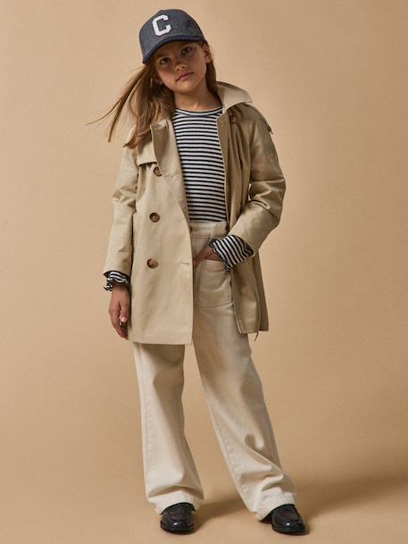 Trench coat with belt for children beige 