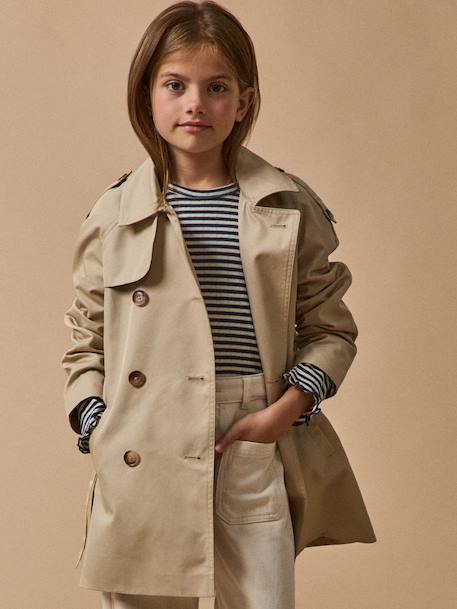 Trench coat with belt for children beige 