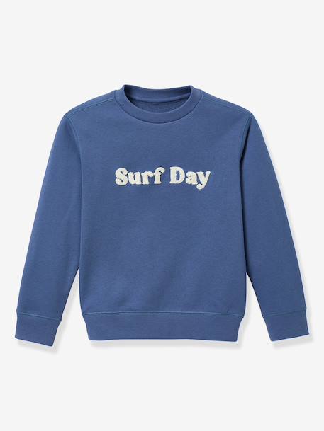 Sweatshirt with slogan in organic cotton denim blue 