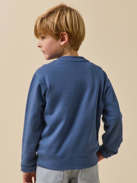 Sweatshirt with slogan in organic cotton denim blue 