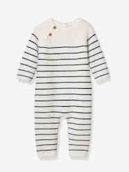 Baby-Dungarees & All-in-ones-Striped sleepsuit for babies 