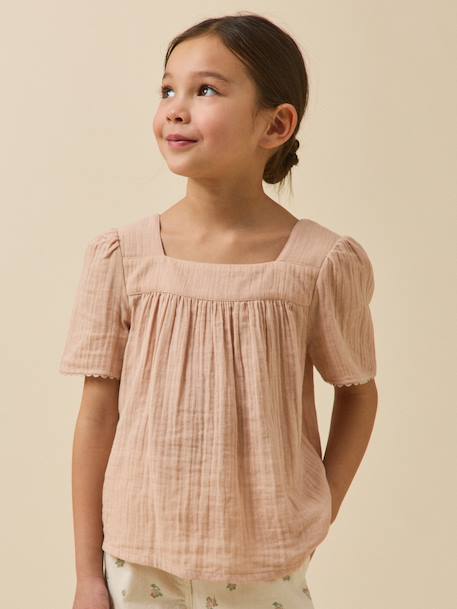 Cotton gauze blouse pale pink 