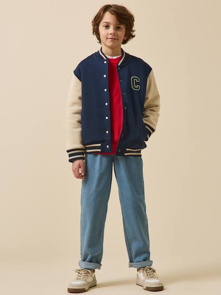 Teddy jacket in college style navy blue 