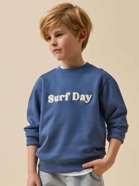 Sweatshirt with slogan in organic cotton denim blue 