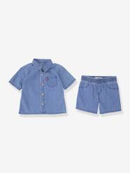 Denim shirt and shorts set for baby Baby-Dungarees & All-in-ones-Denim shirt and shorts set for baby