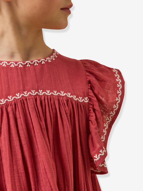 Embroidered long dress pomegranate 