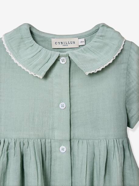 Short cotton gauze dress sage green 