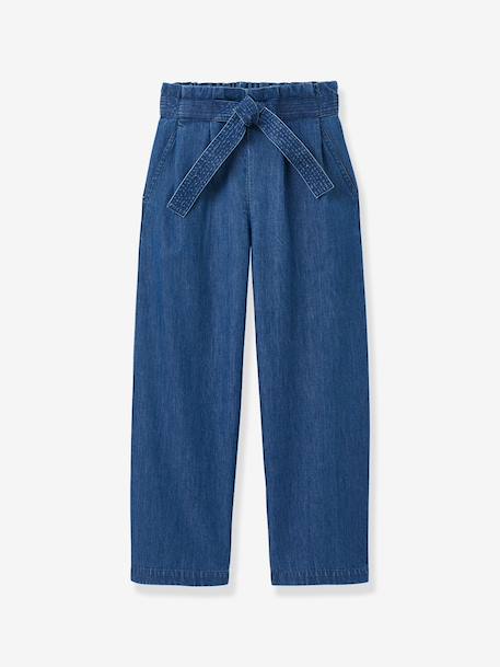 Denim trouser with belt brut denim 