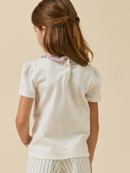 T-shirt with fancy collar in organic cotton light pink 