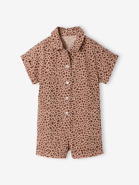 Girls' cotton twill playsuit beige 