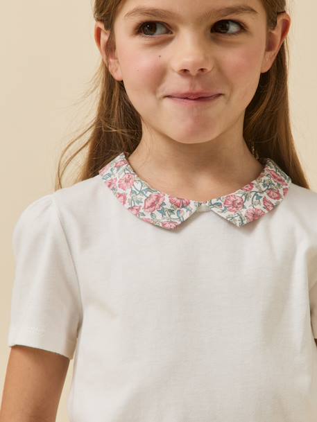 T-shirt with fancy collar in organic cotton light pink 