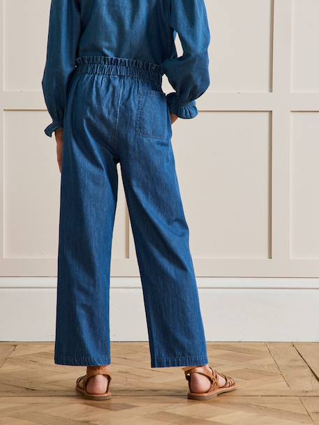 Denim trouser with belt brut denim 