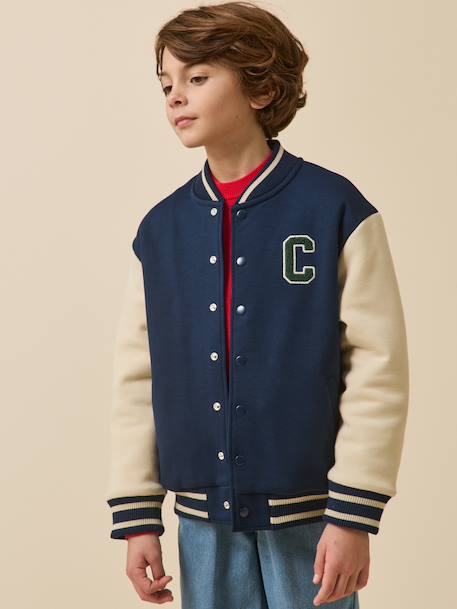 Teddy jacket in college style navy blue 
