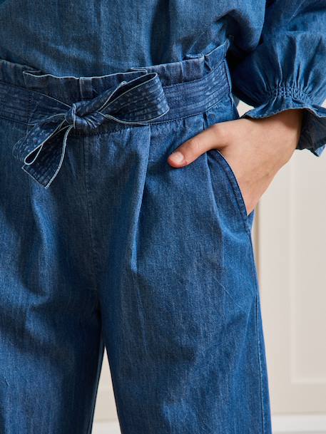 Denim trouser with belt brut denim 