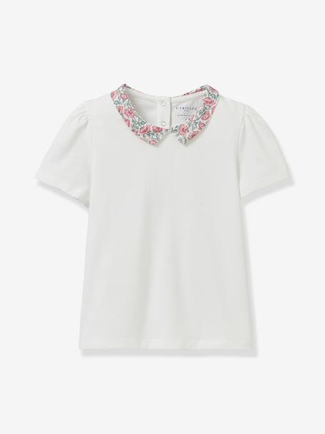 T-shirt with fancy collar in organic cotton light pink 