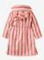 Customisable rabbit bathrobe for children, with recycled cotton striped pink 