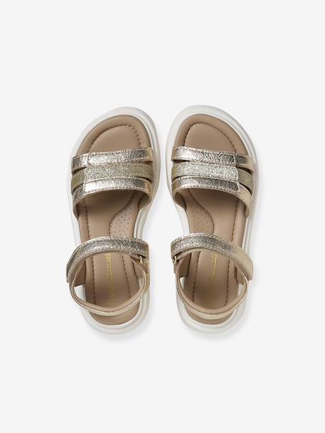 Girls' leather touch-fastening sandals gold 