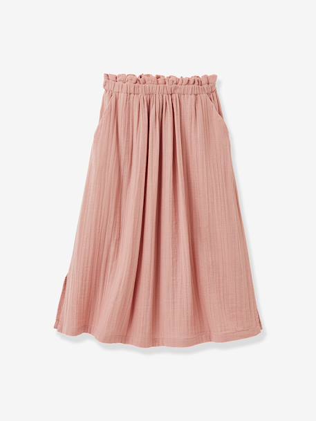 Long organic cotton gauze skirt pale pink 