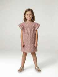 Girls-Cotton Gauze Dress with Floral Print, for Girls