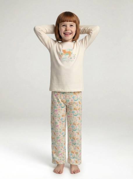 Pack of 2 girls' short-sleeved short pyjamas ecru 