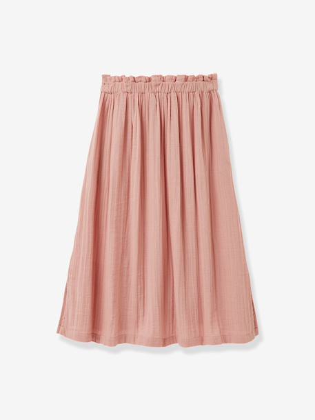 Long organic cotton gauze skirt pale pink 