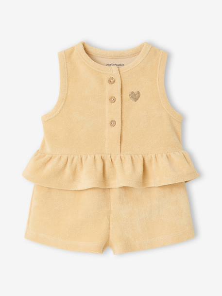 Set of top and short pale yellow 