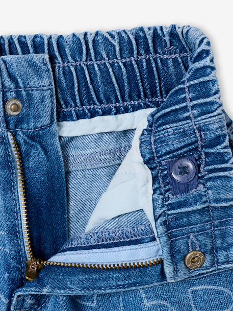 Girls' patterned denim shorts grey+light blue 