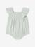 Baby girl sleepsuit in organic cotton aqua green+mustard 