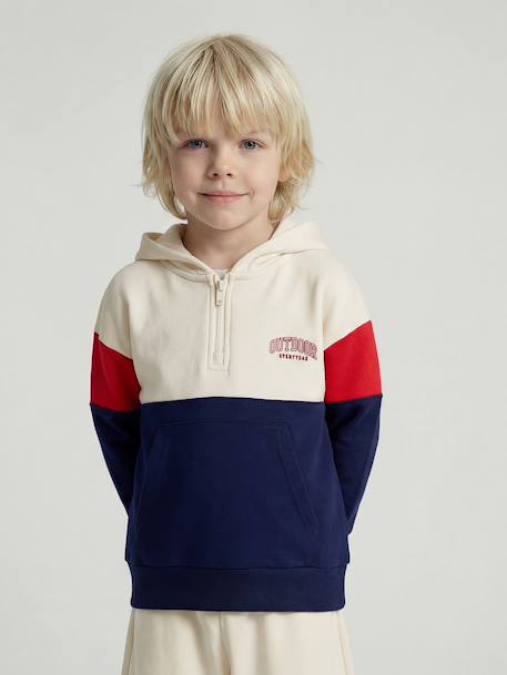 Boys' colour block hooded sweatshirt bordeaux red+red 