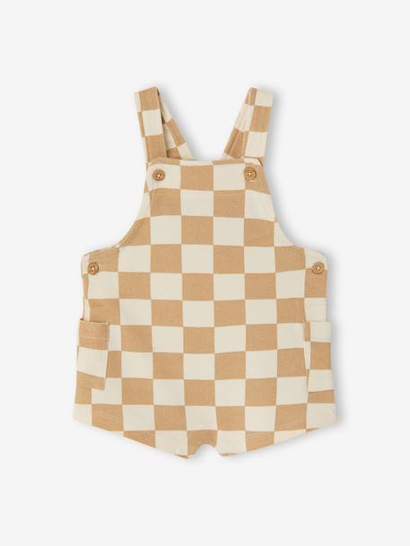 Printed Fleece Playsuit chequered beige 