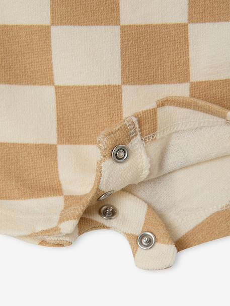 Printed Fleece Playsuit chequered beige 
