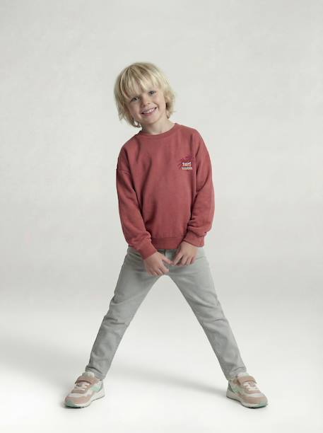 Long Sleeve Sweatshirt with Round Neckline for Boys dusky pink+pastel yellow 
