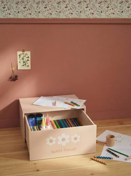 Activity table with storage chest beige+rose 