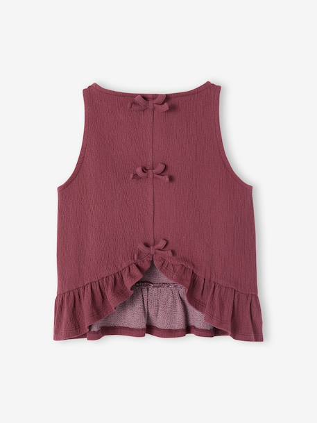 Girl's sleeveless tank top with frills terracotta 